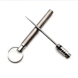 Titanium brass Outdoor Portable Keychain Toothpick Bottle Fruit Fork Camping Tool Toothpicks Tube keyring