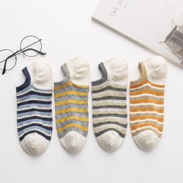 Men's Socks Breathable Invisiable Striped Multicolor Comfortable To Wear College Style