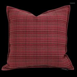 Pillow 45x45/50X50/50x30cm Wine Red Chequered Cover Lattice Jacquard Throw Pillowcase Lumbar