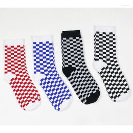 Men's Socks Spring And Summer 2022 Arrival Short Pure Cotton Casual Checker Pattern Crew