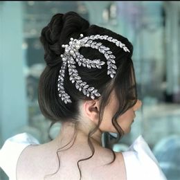 Wedding Bridal Pearl Hair Comb Crystal Rhinestone Crown Tiara Princess Pageant Headpiece Hair Accessories Jewelry Silver Gold