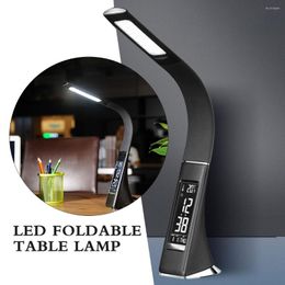 Table Lamps LED Touch Lamp Dimmable Desk Lighting Alarm Clock Calendar Time Temperature Display 3 Levels Brightness Home