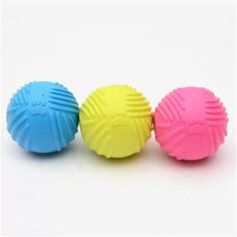 Dog Toys Chews Sublimation Footprint Rubber Ball Bite Resistant Chew Toy For Small Dogs Puppy Game Play Squeak Interactive Drop De Dhfuo