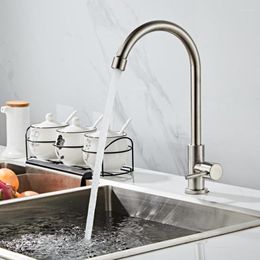 Kitchen Faucets Stainless Steel 360 Degree Swivel Water Tap Single Hole Faucet Cold Basin Sink For Household Hardware