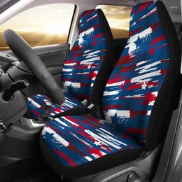 Car Seat Covers Red White Blue American Flag Abstract Art Pair 2 Front Protector Accessories