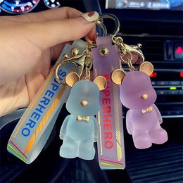 Dream crystal Gloomy Bear Mini stereo key chain silicone Keychain Pendant Cars Key rings Holder Bears doll keyrings Alec car accessories Couple bag