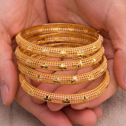 Bangle 4Pcs Dubai Gold Color Jewelry Bracelet For Women Girl Star Wedding Bangles & Bracelets Bride Gift