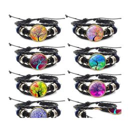 Charm Bracelets Tree Of Life Glass Cabochon Bracelet Mtilayer Wrap Bangle Cuff Wristband Luxury Designer Jewelry Women Drop Delivery Dhbm1