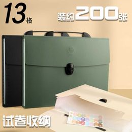 New Multi-layer Art Portable Organ Package Student Paper Folder Information Buckle A4 Filing Storage 13 Grid Document Bag