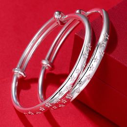 1 Pair Unisex Lovely Baby Bangles Anti-Allergic S999 Silver Little Stars Bangles Bracelets for Baby Children Nice Birthday Gift