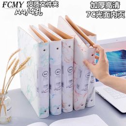 A4 Leather Clip File Folder Binder Marble Pattern Student Paper Board Office Storage s for School