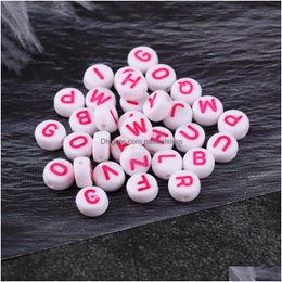 Acrylic Plastic Lucite 100Pcs/Lot Diy Loose Bead For Jewelry Bracelets Necklace Making Accessiroes Crafts Acrylic Round Pink Color Dhulk