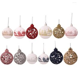 Christmas Decorations 9Pcs Hollow Glitter Balls Pendant Plastic Delicate Craft Festival Pendants Party Supplies