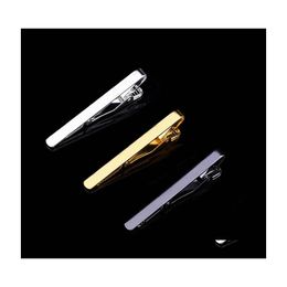 Tie Clips Simple Metal Sier Gold Clip For Men Wedding Necktie Clasp Gentleman Bar Practical Pin Jewellery Gift Drop Delivery Cufflinks Dhlyr