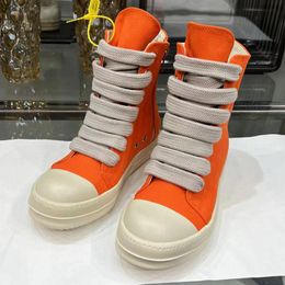 2023 Big Wide Lace Men Boots Black Street High Top Hip Hop Men's Fashion Sneakers Man Lace Up Flat Shoes