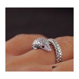 Wedding Rings Pangolin Ring Antique Sier Womens Retro Burnished Adjustable Animal Armadillo Jewellery Ship Drop Delivery Dhjgd