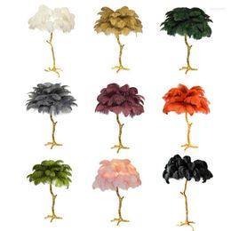 Floor Lamps Nordic Copper Ostrich Feather Lights Lighting Hair Bedroom Living Room El Standing Fixtures Luminaire