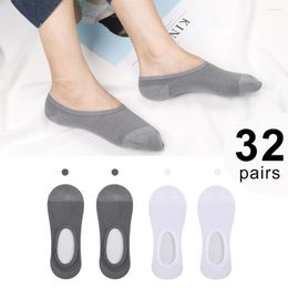 Men's Socks 64pieces 32pairs Men Cotton Solid Low Cut Sock Invisible Slipper Summer No-Show Non-Slip Boat White Black Gray Pink