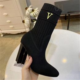 Fashion Boots Louiseity Casual Women Luxury Design Winter Warm Heel Snow Leather Thick soled Sock Boots Viutonity 03-028