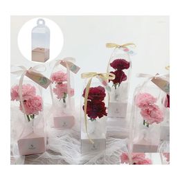 Gift Wrap Creative Flower Box Transparent Rose Bag Boxes Plastic Cake Packaging Organiser Diy Wedding Drop Delivery Home Garden Fest Dh1Hf