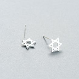 Stud Earrings S925 Sterling Silver Six-pointed Star Hexagram Of David Fashion Jewellery