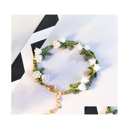 Charm Bracelets Sey Fashion Jewelry Plant Flower Lily Of Vally Natural Pearl Bracelet Party Wedding Accessories For Women 2022 Drop D Dhlot