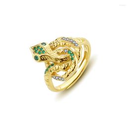 Cluster Rings Snake Adjustable For Women 925 Silver 18k Gold Female Ring Zircon Inlaid Jewelry Python