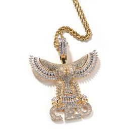 Collana con ciondolo con lettere CEO di animali hip-hop, gioielli placcati in oro reale 18 carati con zirconi TopBling