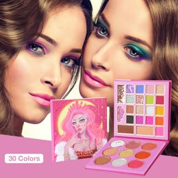 30 Colors Eyeshadow Palette Shiny Matte Glitter Long-lasting Eye Shadow Palette Blush Bronzer Highlighter Makeup Set