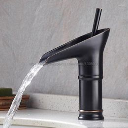 Bathroom Sink Faucets Oil Rubbed Bronze Single Lever Waterfall Basin Faucet Brass Antique And Cold Mixer Taps Bnf091