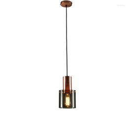 Pendant Lamps Northern Europe Single Smoky Glass Modern Bedroom Hanging Lamp