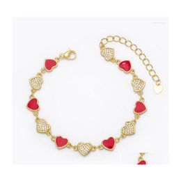 Charm Bracelets Oil Love Fashion Color Bronze Diamond Drip Bracelet For Women Colorf Pseras Mujer Sweet Style Bijoux Femme Drop Deli Dhr2N