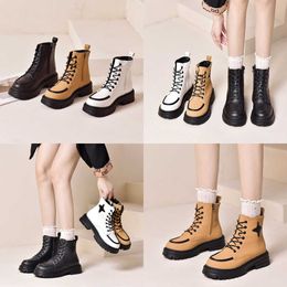 Boots Autumn Winter Women Mid Calf Woman Fashion Lace-up Ladies Chelsea Zipper Botas Mujer Platform Heel Shoes 221213