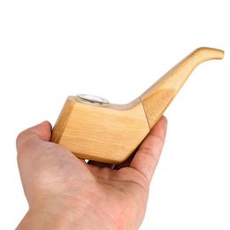 Cool Natural Wooden Pipes Philtre Dry Herb Tobacco Thick Glass Bowl Portable Rotate Hand Wooden Tube Innovative Design Cigarette Smoking Holder DHL