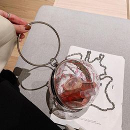 Evening Bags Acrylic Fashion Women Metal Handle Transparent Ball Shoulder Bag Cute Bear Letter Printing Small Clutch