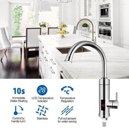 Kitchen Faucets 3000W Instant Electric Water Heater Temperature Display Faucet Tankless Heating Tap Instantaneous Heaters
