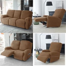 Chair Covers 1 2 3 Seater Recliner Sofa Cover Elastic Relax Polar Fleece Lounger Armchair Couch Slipcovers For Living Room