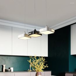 Pendant Lamps Modern Led Light Black White Creative Chandelier Lamp For Dining Room Kitchen Bedside Bedroom Hanging