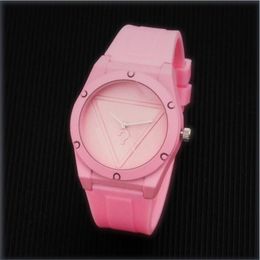 Fashoin style men watches women quartz movement red pink silicone high quality unisex dress wristwatches lady clock montre de luxe263U