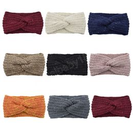 Shiny Wool Knitting Head Wrap Crochet Turban Ear Warmer Solid Colour Elastic Hair Bands Wide Brimmed Handmade Hair Accessories