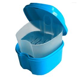 Storage Bottles 2 Colors Denture Bath Box Case Dental False Teeth With Hanging Net Container From Mosunx