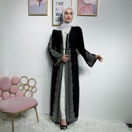 Ethnic Clothing Eid Dubai Arab Muslim Abaya Women Diamond Dress Lace-up Batwing Sleeve Kaftan Long Robe Jubah Elbise Islamic Moroccan