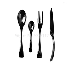 Flatware Sets Polished Black Mirror Tableware Stainless Steel