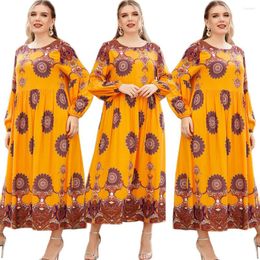 Ethnic Clothing Printed Abaya Muslim Women Long Dress Islamic Arabic Vintage Maxi Robe Gown Turkish Casual Loose Vestido Fashion