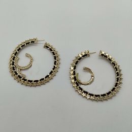 2023 Luxury quality charm drop earring round shape with black genuine diamond in 18k gold plated have box stamp PS7483A