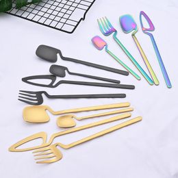 Dinnerware Sets Silverware Western Bar Knife Fork Spoon Tableware Flatware Set 24Pcs Gold 304 Stainless Steel Matte Cutlery