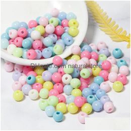 Acrylic Plastic Lucite 100Pcs/Lot Diy Loose Bead For Jewellery Bracelets Necklace Hair Ring Making Accessories Crafts Acrylic Kids H Dhz75