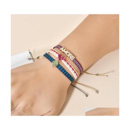 Charm Bracelets Boho Jewelry Wayuu For Women Braided Heart Cz Bracelet Cross Pseras Mujer Bohemian Adjustable Fashion Drop Delivery Dhtc2