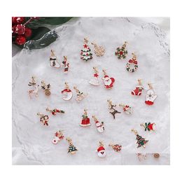 Stud Koj 1Pair Christmas Accessories Earrings For Women Elk/Santa Claus/Snowflake/Tree/Socks Eu 2021 Year Fancy Eardrop Drop Deliver Dh2Mn