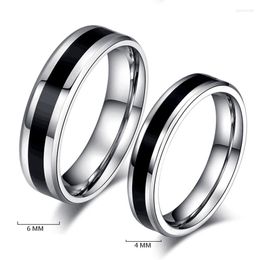 Wedding Rings Stainless Steel Classic Alliance For Women Men Black Silver Colour Colour Couple Jewellery Promise Band